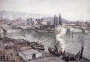 Camille Pissarro The Stone bridge in Rouen,dull weather oil painting reproduction